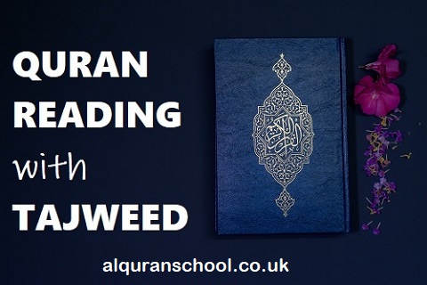 cute muslim child is reading Quran